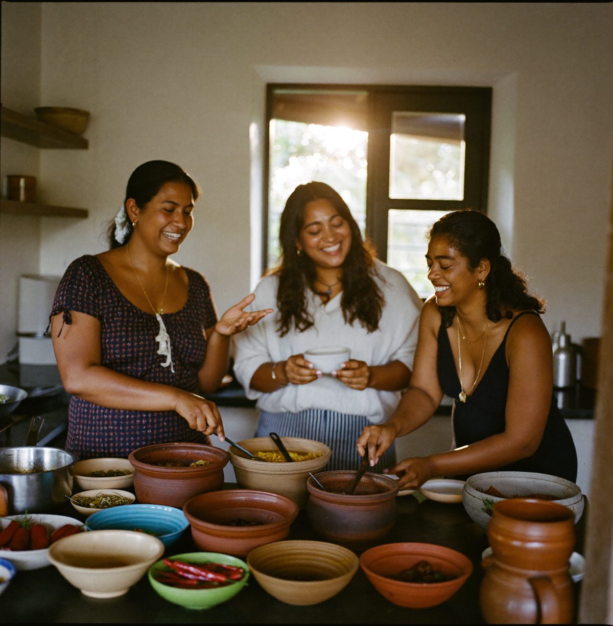A cooking class in a family kitchen in Sri Lanka