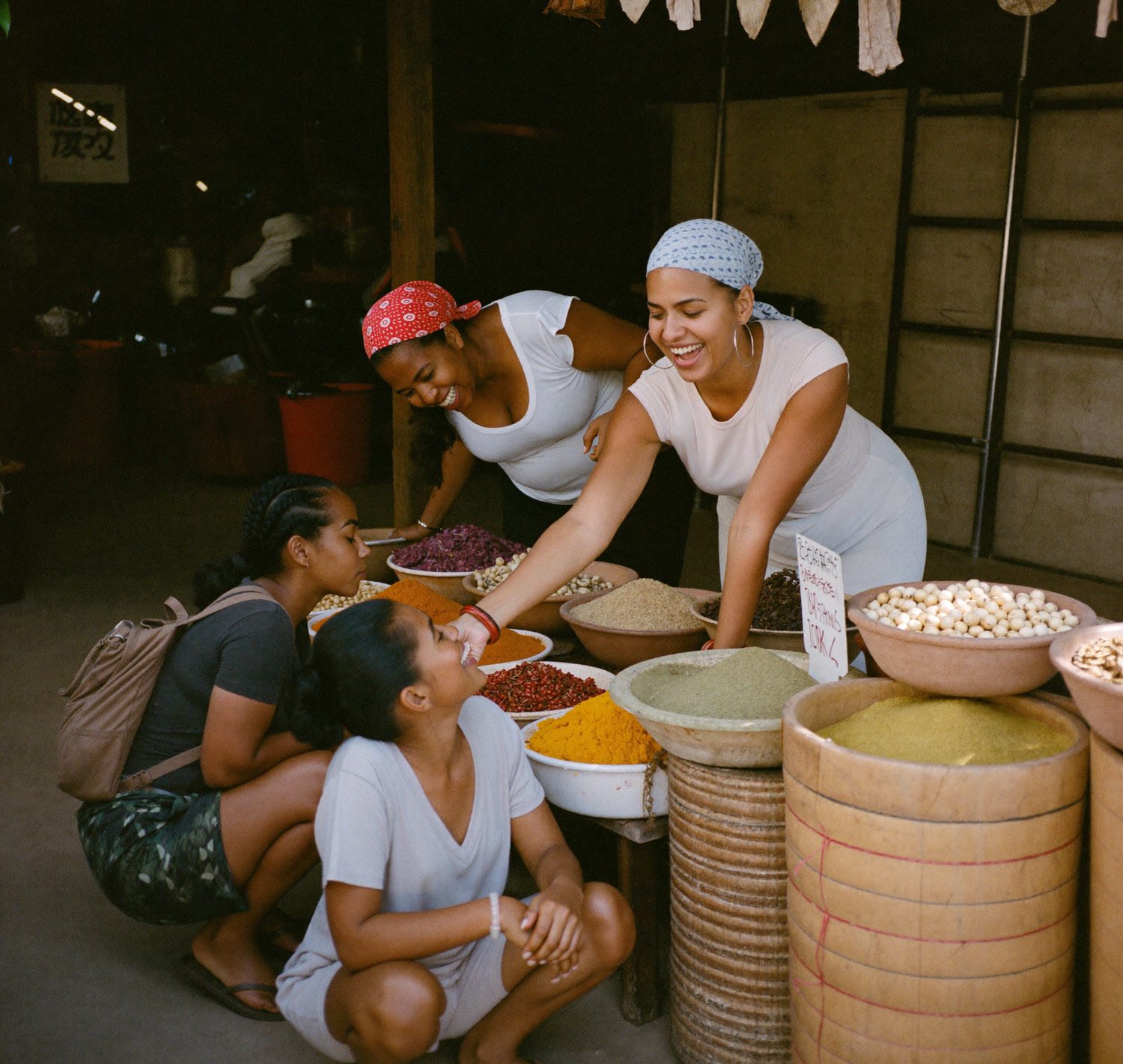 At a spice stall in a Zanzibar market